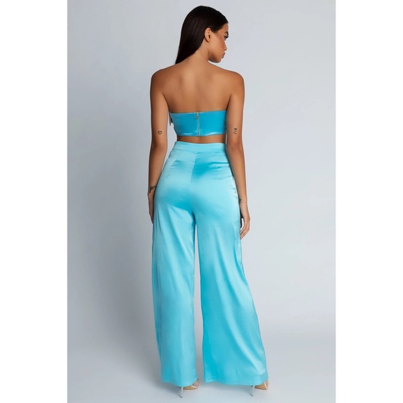 COPY - Meshki Satin Bandeau top & Super Wide Leg Pants - Picture 2 of 14